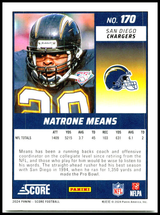 2024 Score #170 Natrone Means San Diego Chargers