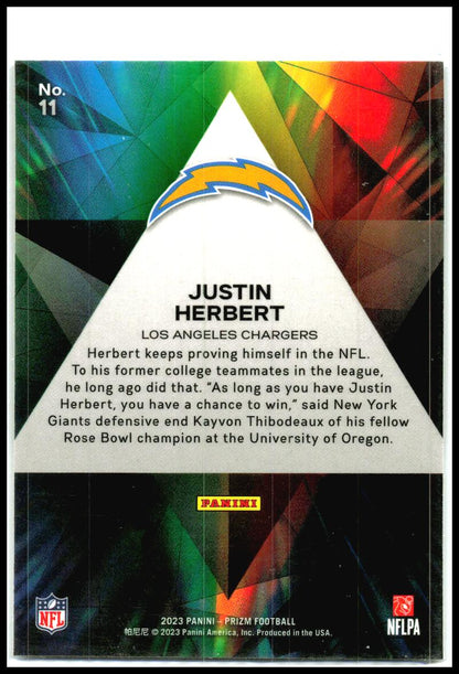 2023 Panini Prizm Prizmatic #11 Justin Herbert Los Angeles Chargers