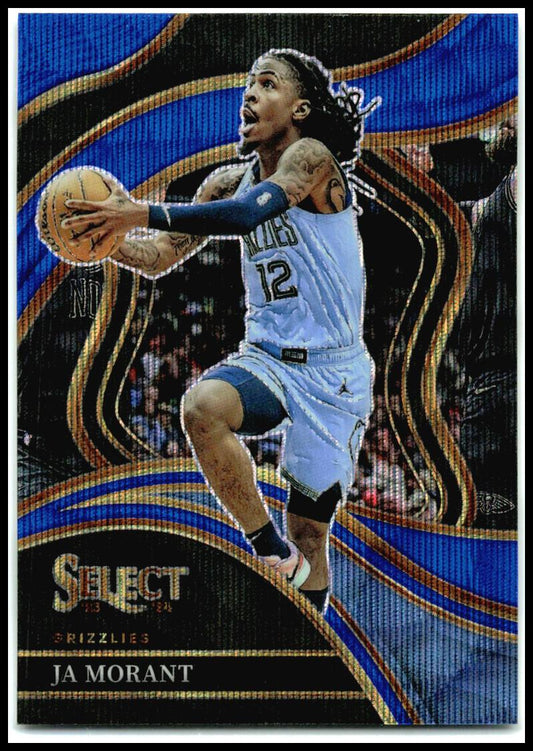 2023-24 Panini Select Blue Wave Prizms #265 Ja Morant #/75 Memphis Grizzlies