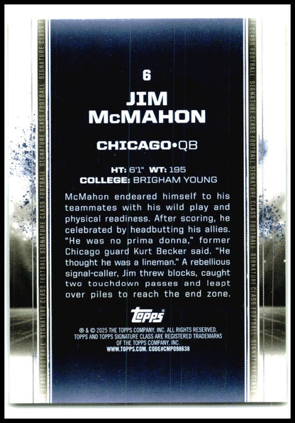 2024 Topps Signature Class Red & Yellow #6 Jim McMahon Chicago Bears