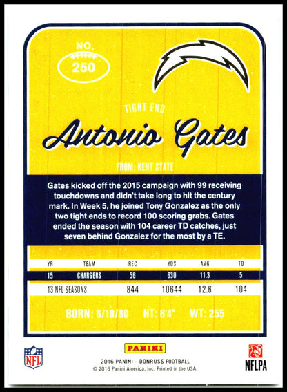 2016 Donruss #250 Antonio Gates San Diego Chargers