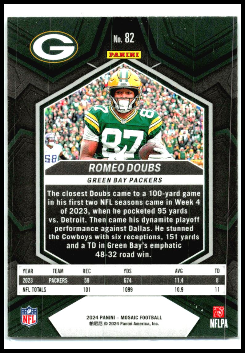 2024 Panini Mosaic #82 Romeo Doubs Green Bay Packers