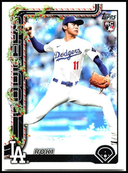2025 Topps Holiday Cookie Variation Back #HE-24 Roki Sasaki Los Angeles Dodgers