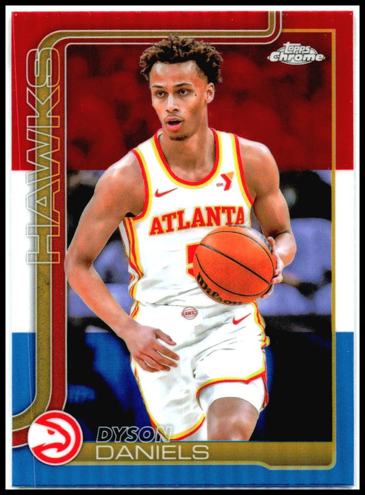 2025-26 Topps Chrome Red White and Blue Refractor #68 Dyson Daniels Hawks