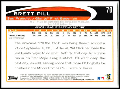 2012 Topps #70 Brett Pill San Francisco Giants