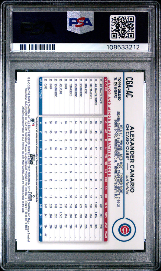 2024 Topps Gilded Collection Chrome Gold Auto-Blue/Gold # Alexander Canario