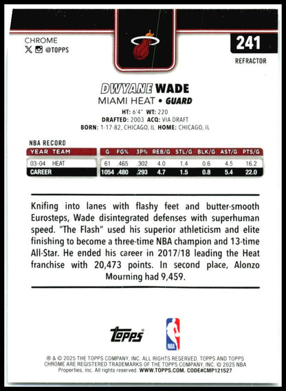 2025-26 Topps Chrome Refractor #241 Dwyane Wade Miami Heat