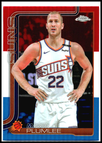 2025-26 Topps Chrome Red White and Blue Refractor #106 Mason Plumlee Suns