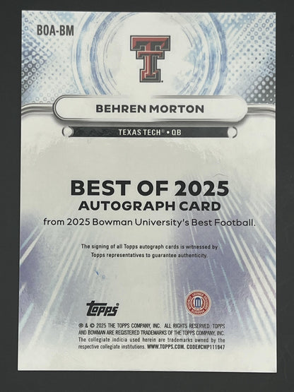 2025 Bowman University Best Best of 2025 Auto Green Mini Diamond # Behren Morton