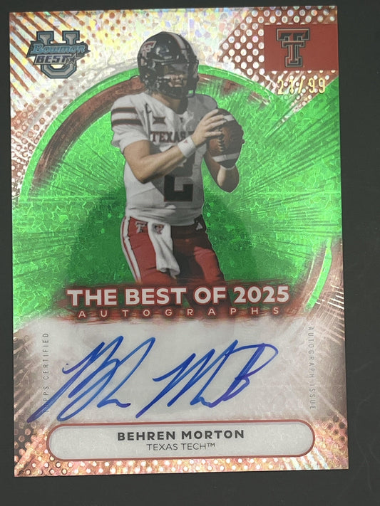 2025 Bowman University Best Best of 2025 Auto Green Mini Diamond # Behren Morton