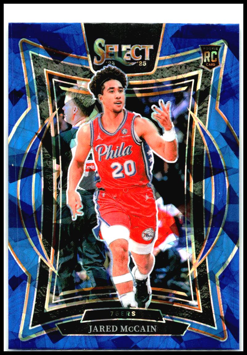 2024-25 Panini Select Blue Cracked Ice Prizm #82 Jared McCain Rookie 76ers