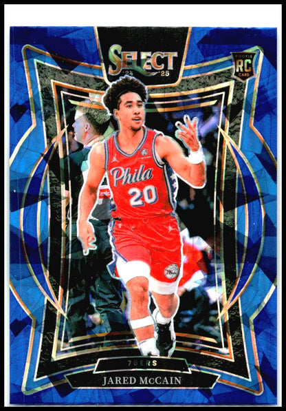 2024-25 Panini Select Blue Cracked Ice Prizm #82 Jared McCain Rookie 76ers