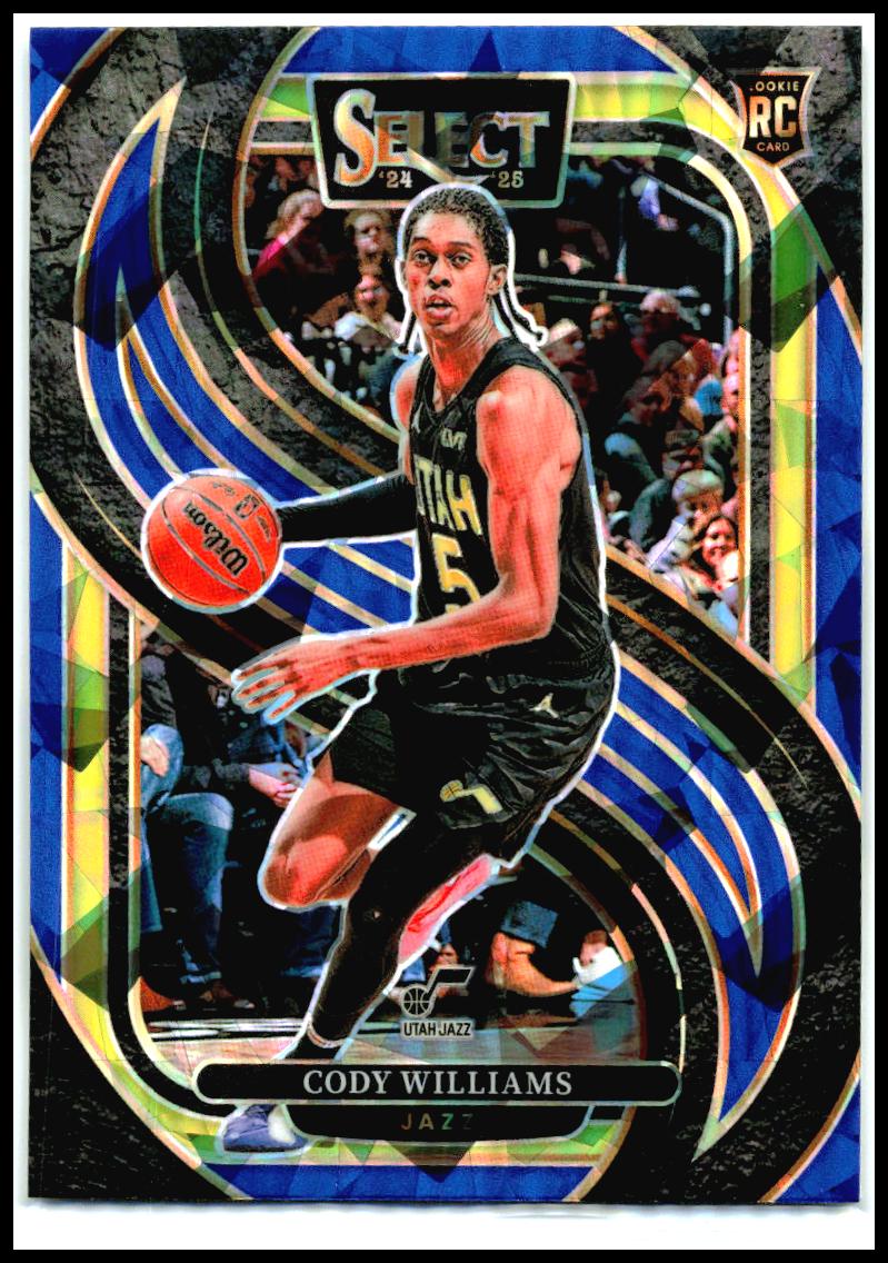 2024-25 Panini Select Blue Cracked Ice Prizm #172 Cody Williams Rookie Utah Jazz