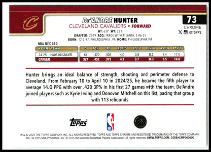2025-26 Topps Chrome X-Fractor #73 De'Andre Hunter Cleveland Cavaliers