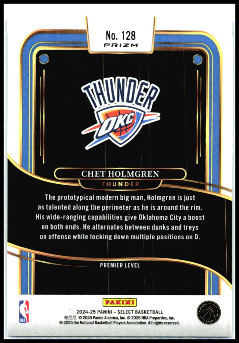 2024-25 Panini Select Blue #128 Chet Holmgren Oklahoma City Thunder