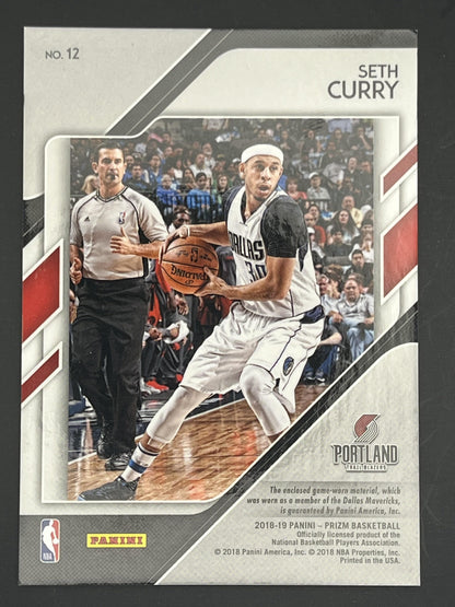 2018-19 Panini Prizm Sensational Swatches #12 Seth Curry Portland Trail Blazers