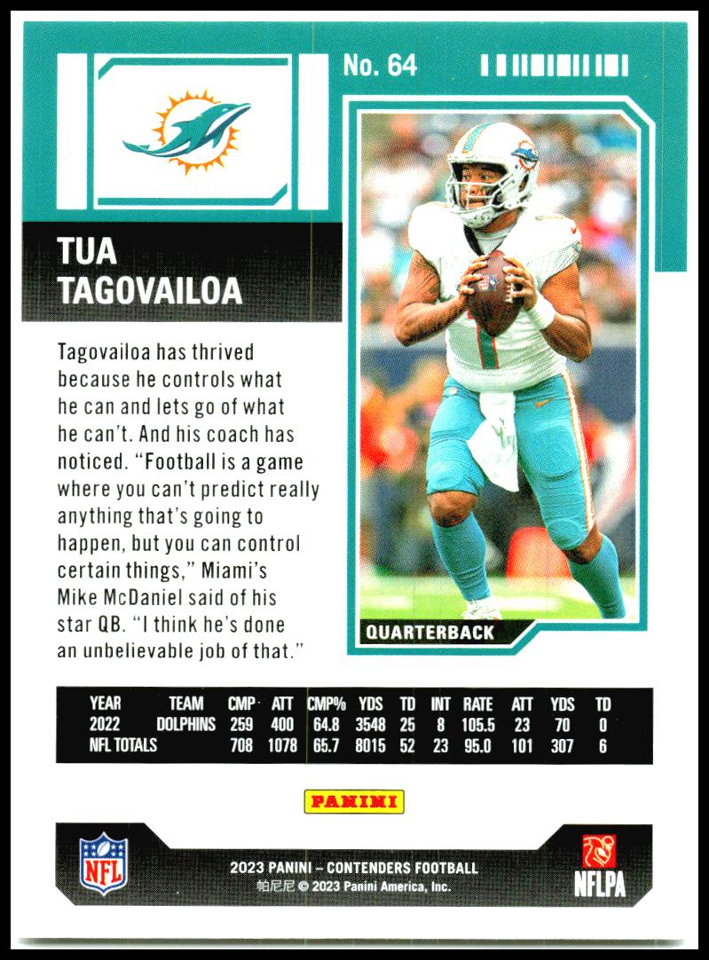 2023 Panini Contenders Game Ticket Red #64 Tua Tagovailoa Miami Dolphins