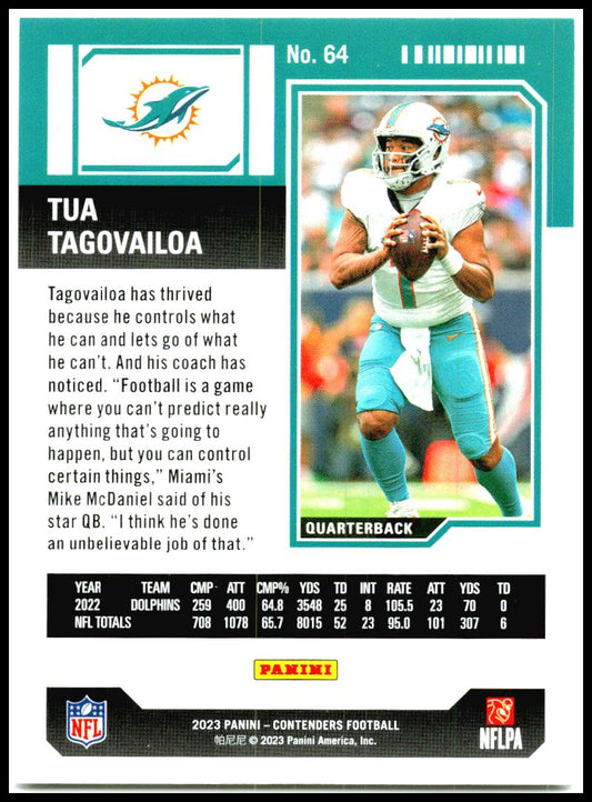 2023 Panini Contenders Game Ticket Red #64 Tua Tagovailoa Miami Dolphins