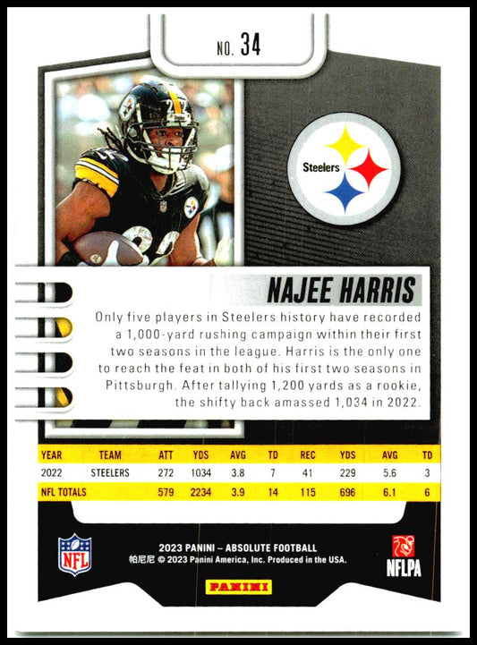 2023 Panini Absolute Retail #34 Najee Harris Pittsburgh Steelers