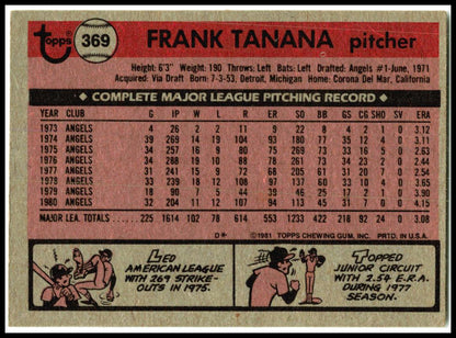 1981 Topps #369 Frank Tanana California Angels