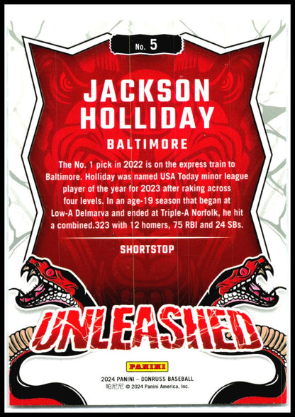 2024 Donruss Unleashed #5 Jackson Holliday Baltimore Orioles