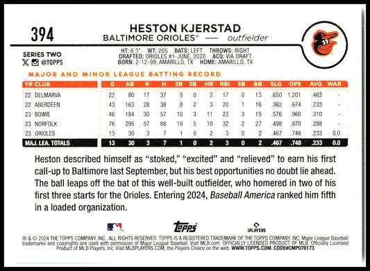 2024 Topps Chrome #142 Heston Kjerstad Rookie Baltimore Orioles