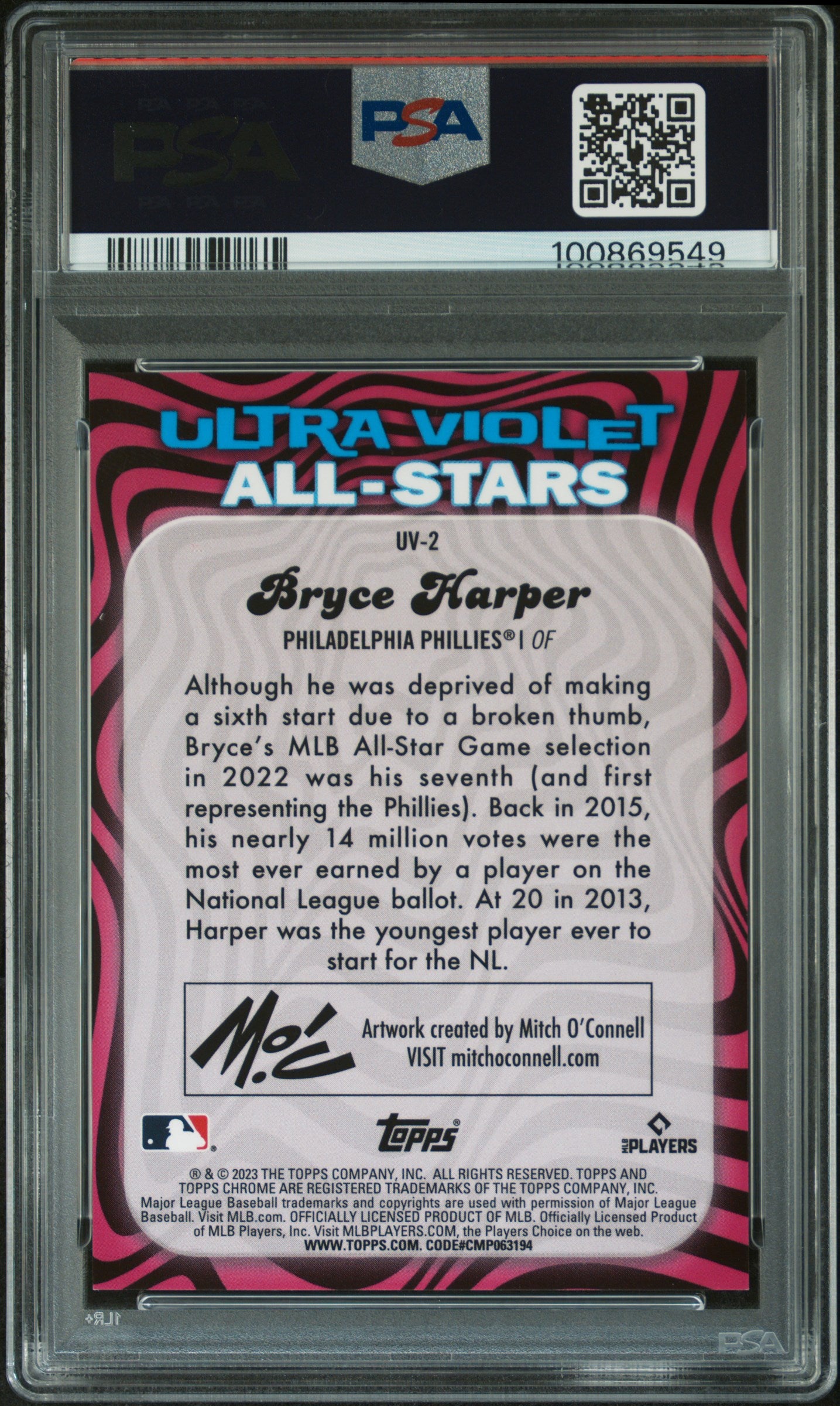 2023 Topps Chrome Ultraviolet All-Stars Ultraviolet A/S-Gold Ref # Bryce Harper