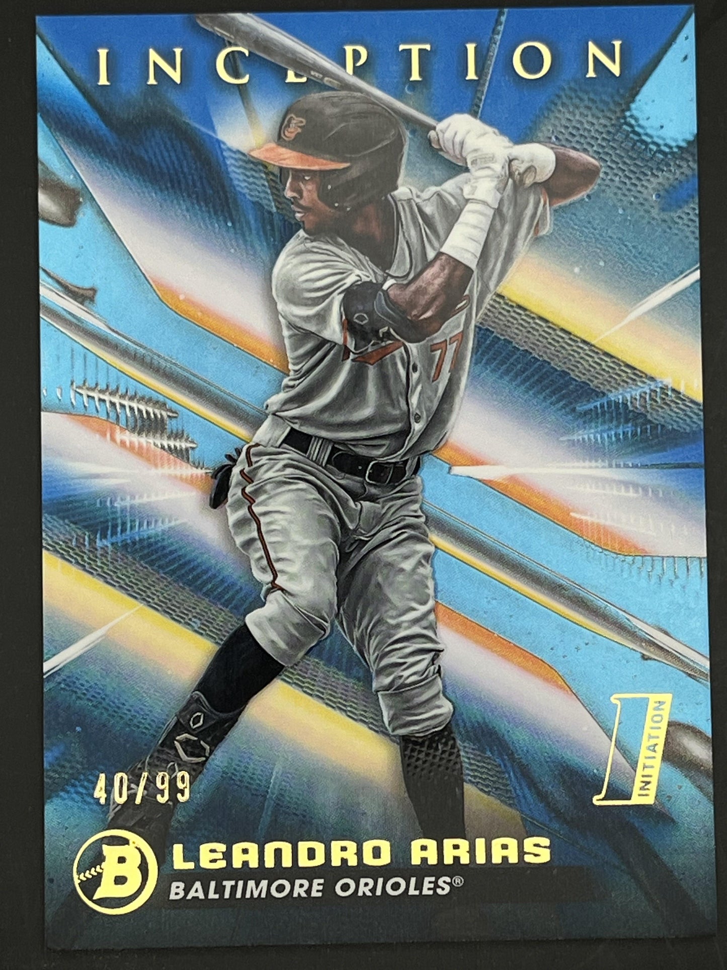2023 Bowman Inception Blue Foil #52 Leandro Arias #/99 Baltimore Orioles