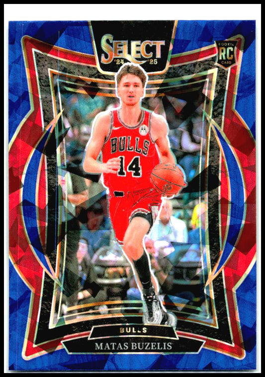 2024-25 Panini Select Blue Cracked Ice Prizm #70 Matas Buzelis Rookie Bulls