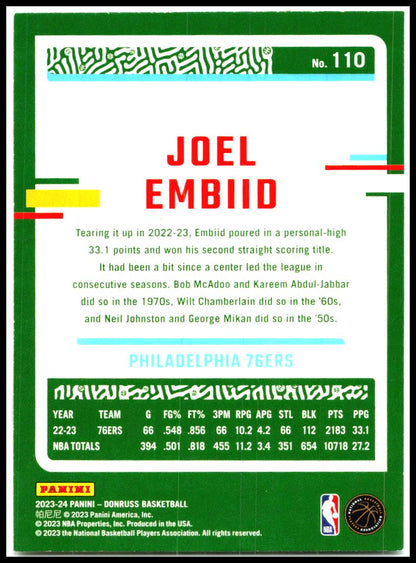 2023-24 Donruss #110 Joel Embiid Philadelphia 76ers