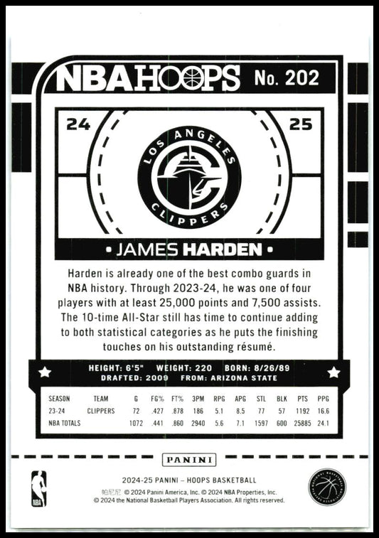 2024-25 Hoops Blue Scope #202 James Harden #/99 Los Angeles Clippers