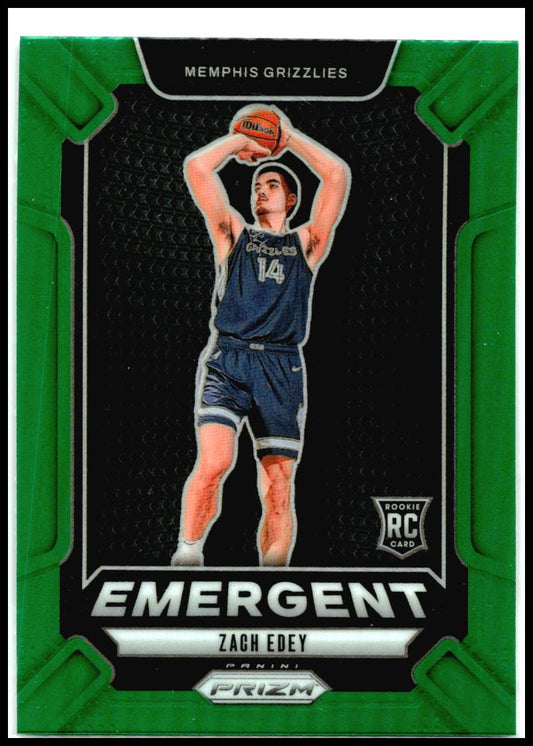 2024-25 Panini Prizm Emergent Prizms Green #16 Zach Edey Memphis Grizzlies