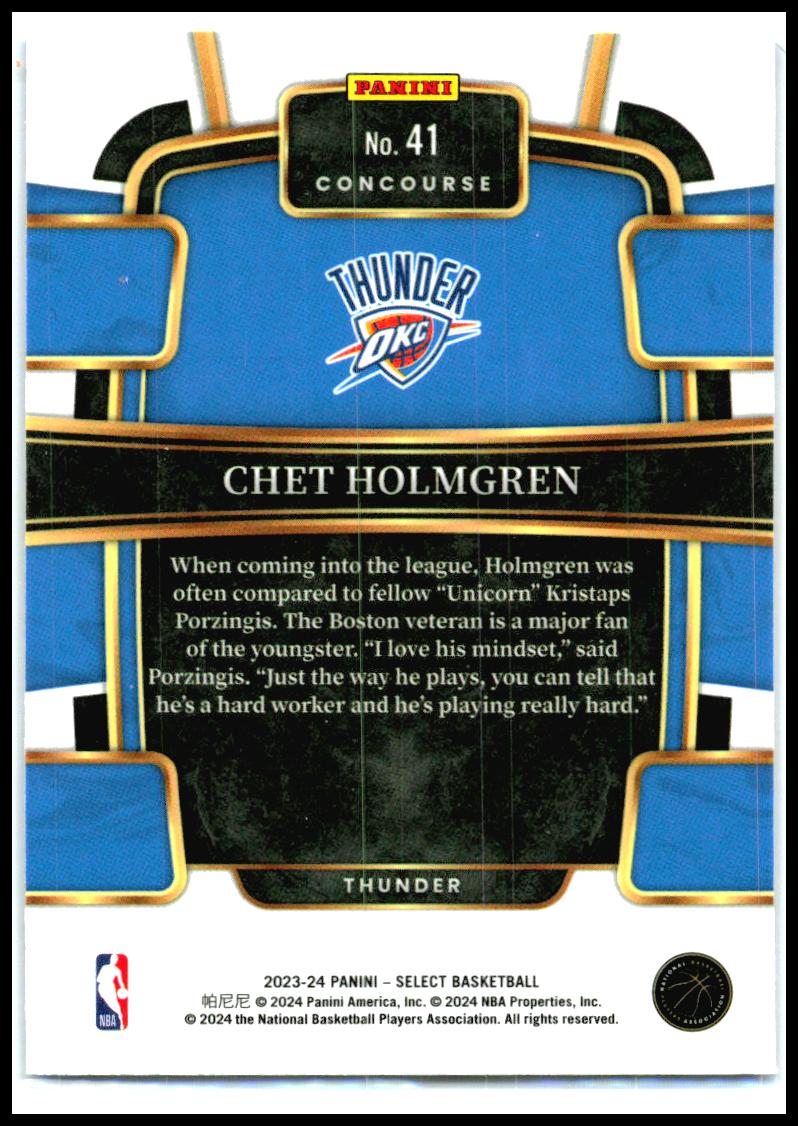 2023-24 Select Blue #41 Chet Homlmgren Houston Astros