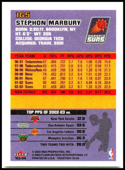 2003-04 Fleer Tradition #165 Stephon Marbury Phoenix Suns