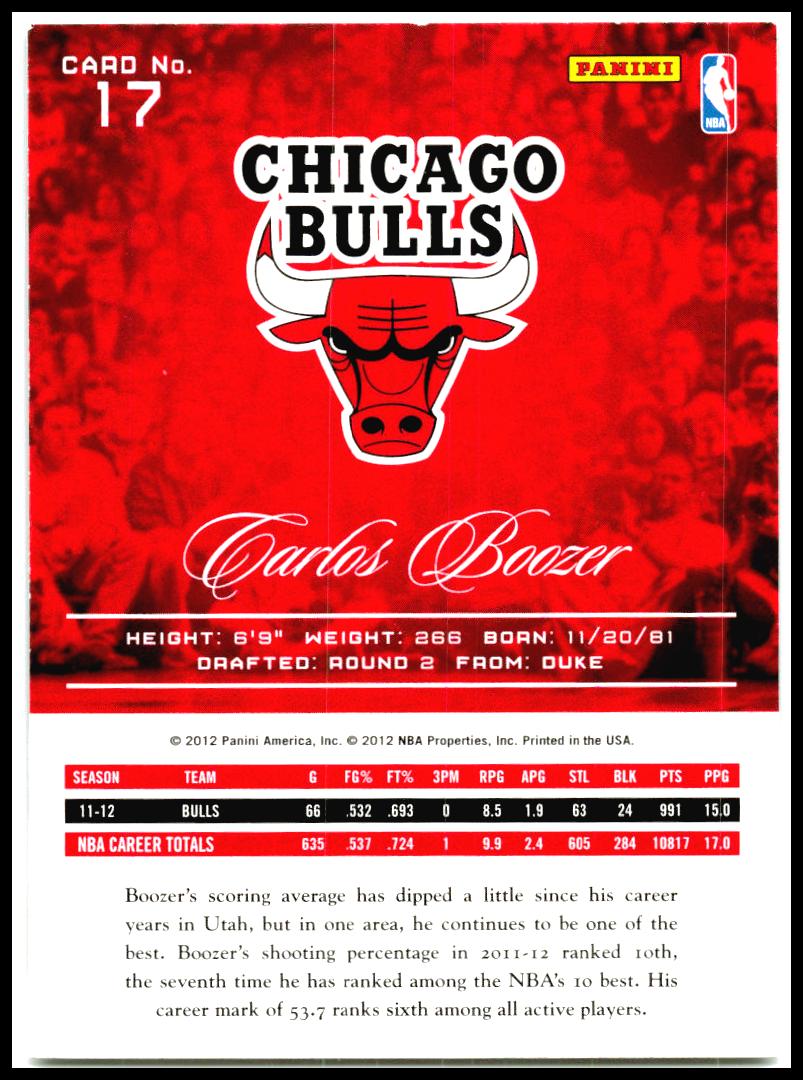 2012-13 Panini Prestige #17 Carlos Boozer Chicago Bulls