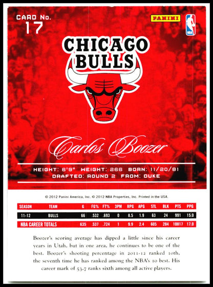 2012-13 Panini Prestige #17 Carlos Boozer Chicago Bulls