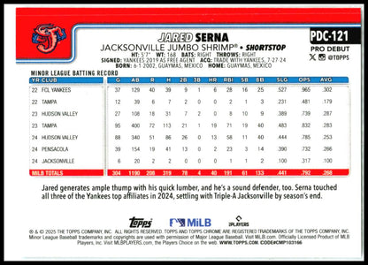 2025 Topps Pro Debut Chrome #PDC-121 Jared Serna Jacksonville Jumbo Shrimp
