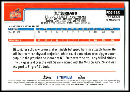 2025 Topps Pro Debut Chrome #PDC-153 Eli Serrano St. Lucie Mets
