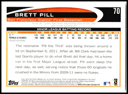 2012 Topps #70 Brett Pill San Francisco Giants