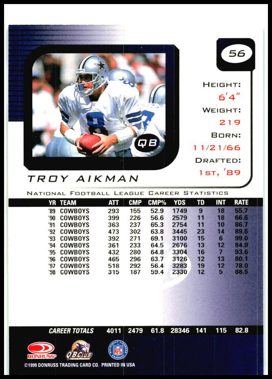 1999 Leaf Rookies & Stars #56 Troy Aikman Dallas Cowboys