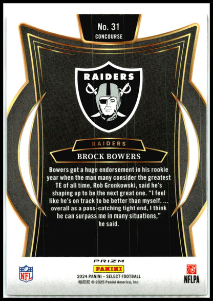 2024 Panini Select Red & Blue Prizm Shock #31 Brock Bowers Las Vegas Raiders