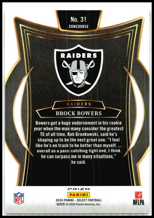 2024 Panini Select Red & Blue Prizm Shock #31 Brock Bowers Las Vegas Raiders