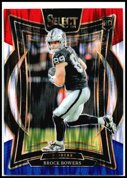 2024 Panini Select Red & Blue Prizm Shock #31 Brock Bowers Las Vegas Raiders