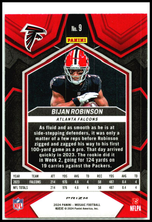2024 Panini Mosaic Mosaic Green #9 Bijan Robinson Atlanta Falcons