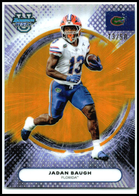 2025 Bowman University Best Gold #85 Jadan Baugh #/50 Florida Gators