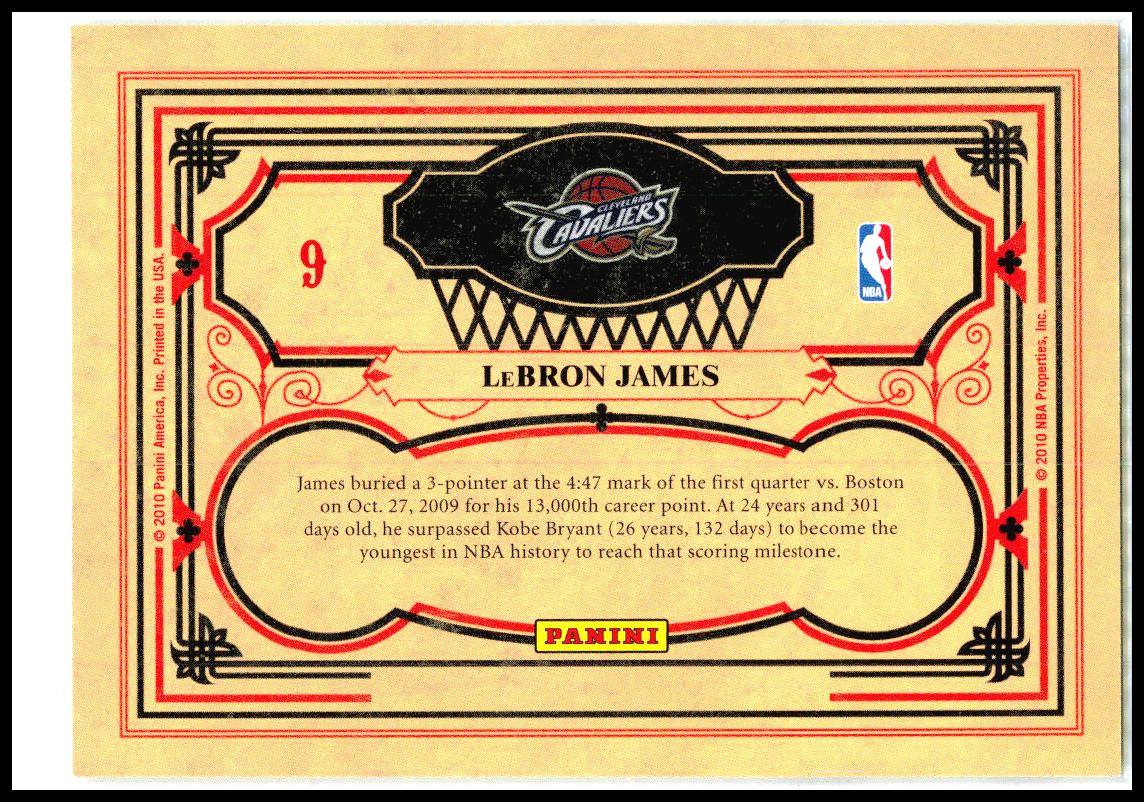 2009-10 Panini Crown Royale Nothing But Net #9 LeBron James Cleveland Cavaliers