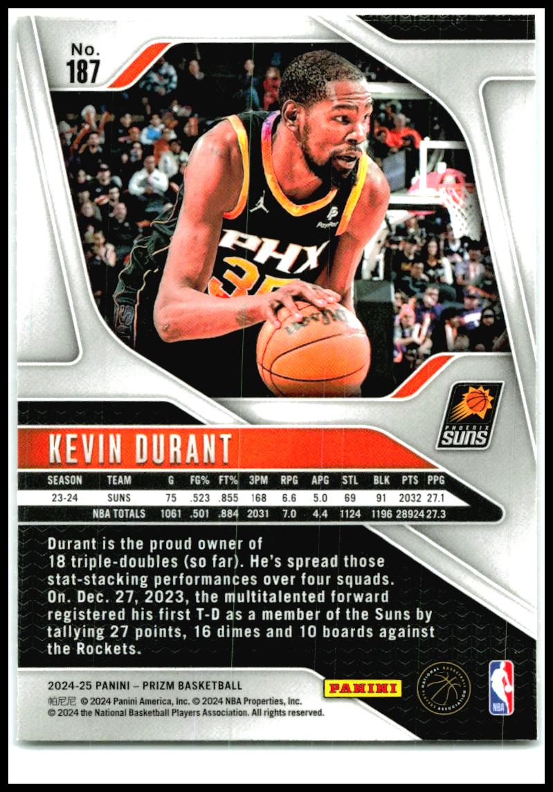 2024-25 Panini Prizm #187 Kevin Durant Phoenix Suns