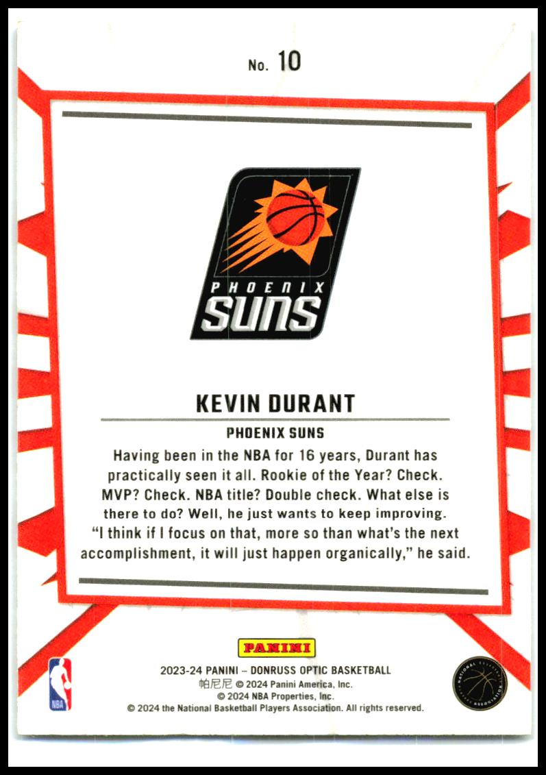 2023-24 Donruss Optic My House #10 Kevin Durant Phoenix Suns