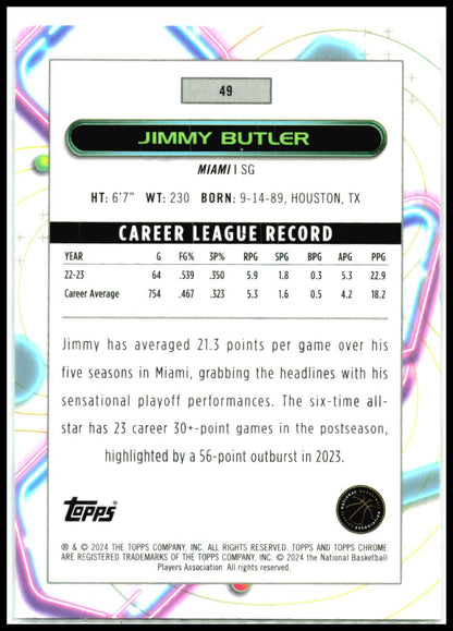 2023-24 Topps Chrome Cosmic #49 Jimmy Butler Miami Heat