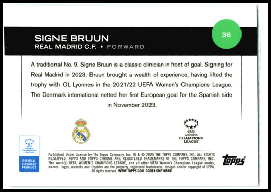 2024-25 Topps Chrome UEFA Women's #36 Signe Bruun Real Madrid Femenino